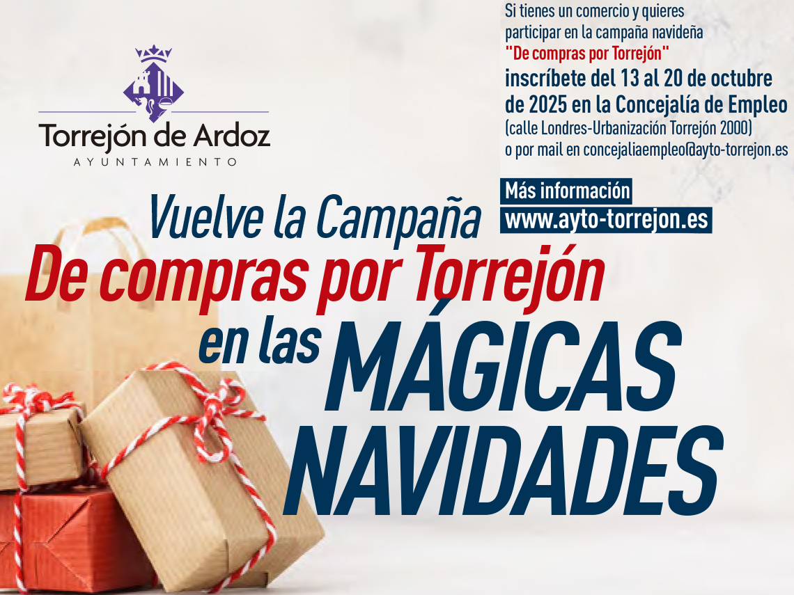 Último día para que los pequeños y medianos comercios que quieran participar se inscriban en “De compras por Torrejón en las Mágicas Navidades” 